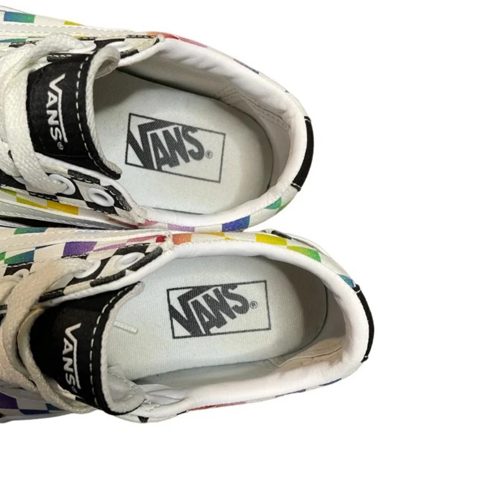Vans women's checkered multi color low top canvas shoes sneakers size 5.5